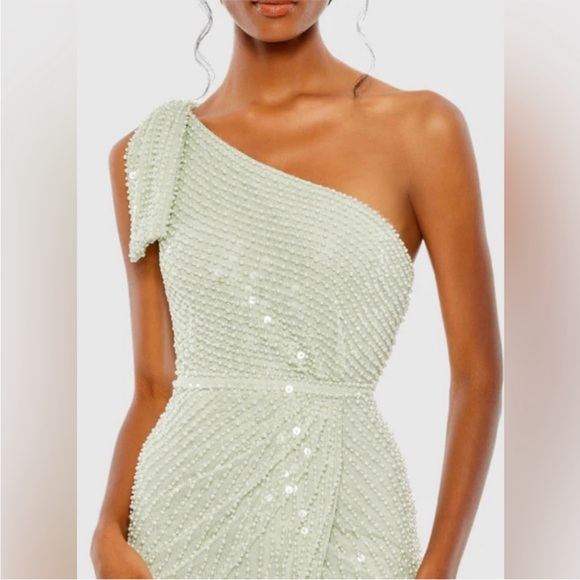 Mac Duggal One-Shoulder Pearl Gown - Picture 2 of 4